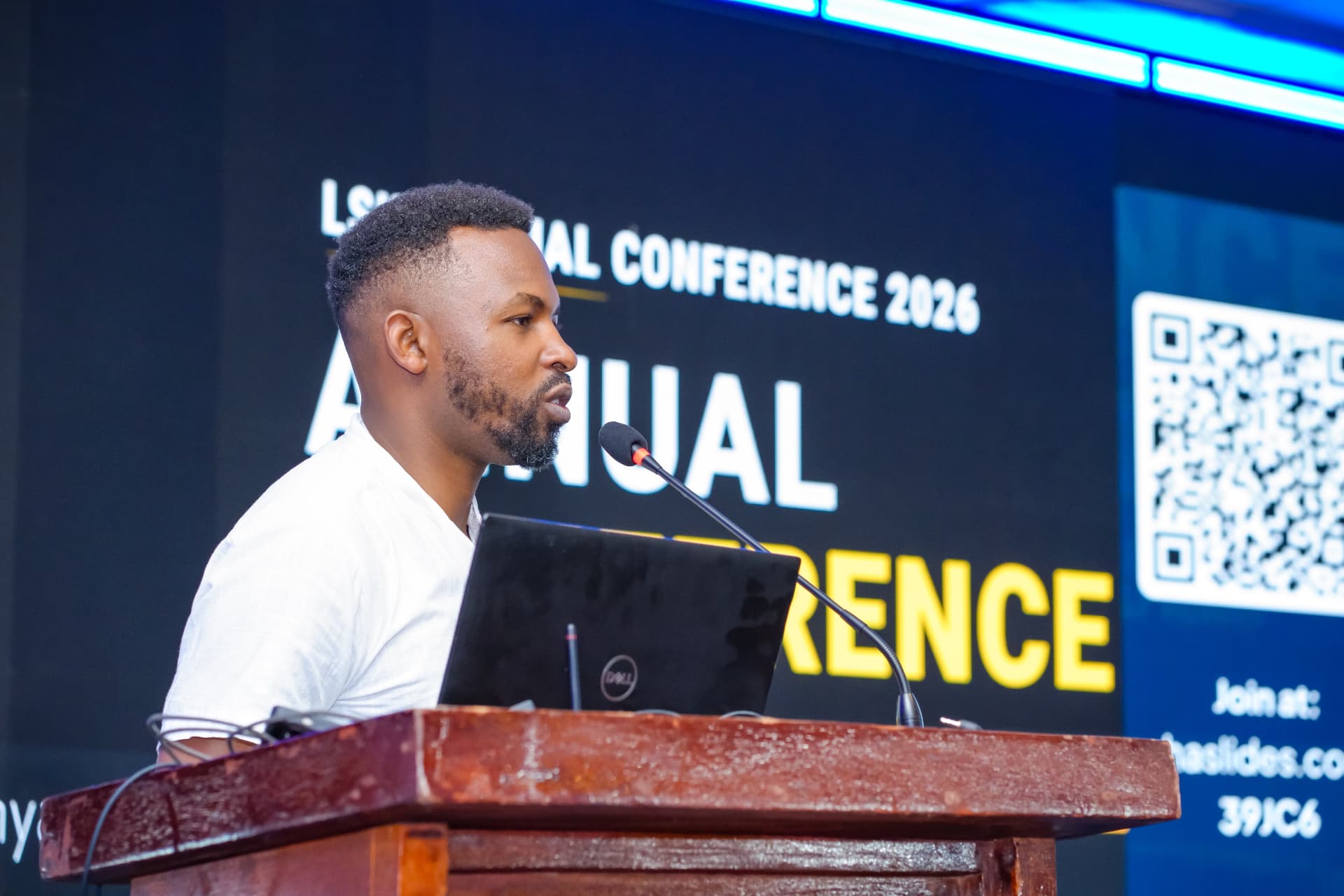 Newton Gichuru at the lectern during the LSK Annual Conference 2026